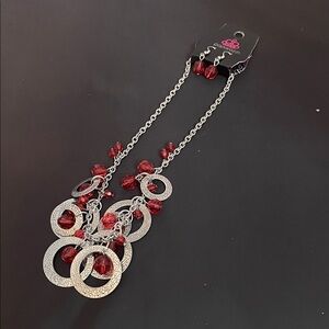 Paparazzi Silver and Red Circle Necklace
